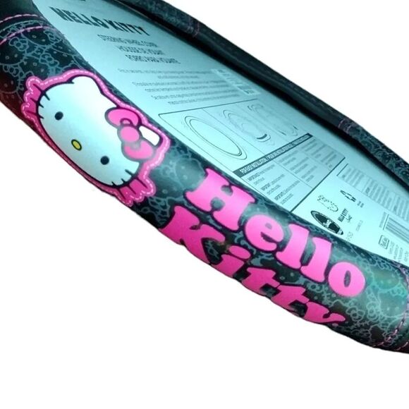 Hello Kitty Black Hot Pink Faux Leather Steering Wheel Cover NWT - Picture 1 of 10